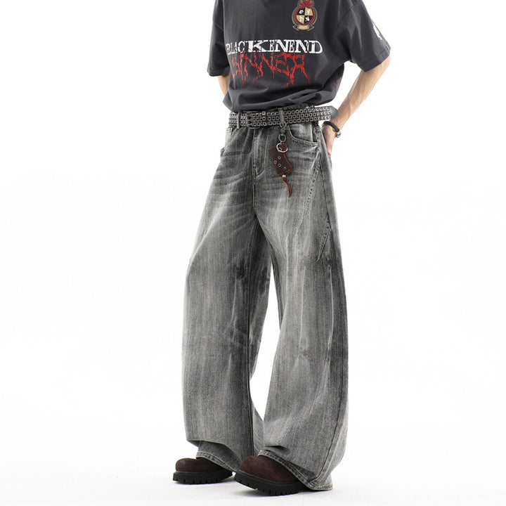 Men's ultra-wide baggy jeans with a low crotch and structured pleated look Mune Fashion