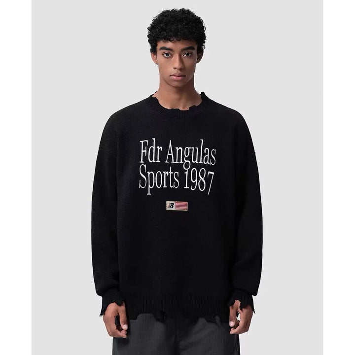 Men's chunky knit sweater with unique graphic design Mune Fashion