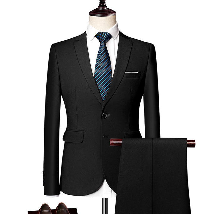 Men's Slim Fit Single-Breasted Suit Set with One-Button Blazer, Slim Suit Pants with Crease and Elastic Stretch Fabric Mune Fashion