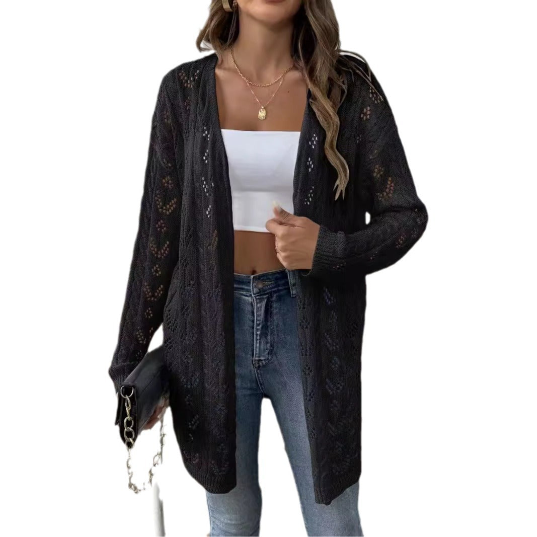 Women's airy knit cardigan with delicate eyelet pattern Mune Fashion
