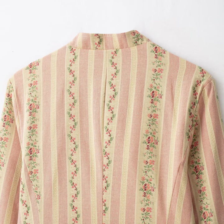 Women's short jacket with stand-up collar and vintage floral pattern Mune Fashion