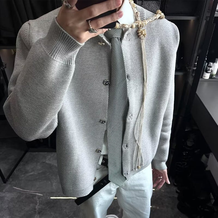 Men's Fashionable Knit Cardigan with Button Placket Mune Fashion 1787964670