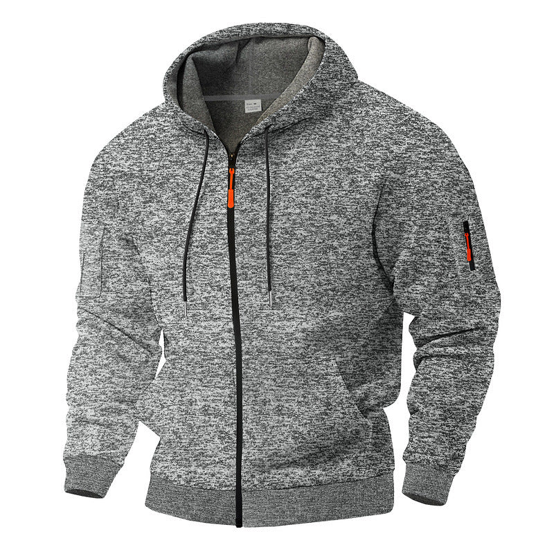 Men's casual hoodie jacket with full zipper and arm pocket Mune Fashion