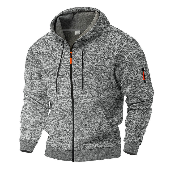 Men's casual hoodie jacket with full zipper and arm pocket Mune Fashion