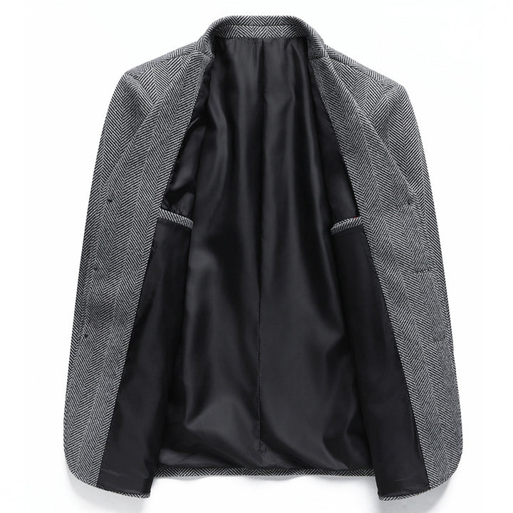 Men's herringbone blazer in vintage style with patch pockets and soft wool blend Mune Fashion