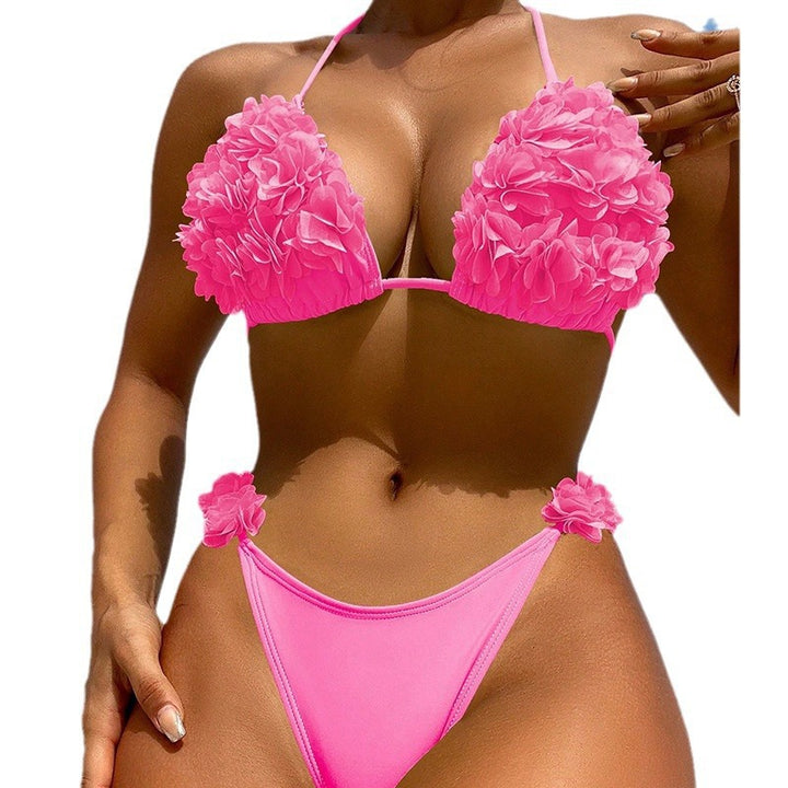 Women's triangle bikini with floral 3D details and high leg cut Mune Fashion