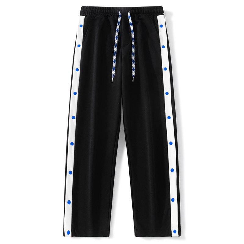 Men's jogging pants with snap button side stripes, elastic waistband & drawstring Mune Fashion