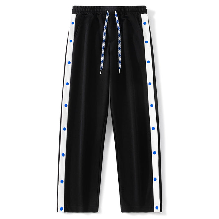 Men's jogging pants with snap button side stripes, elastic waistband & drawstring Mune Fashion