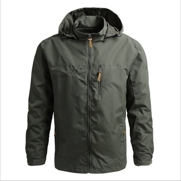Men's Lightweight Water-Repellent Hooded Windbreaker with Chest Pocket and Adjustable Hem Mune Fashion