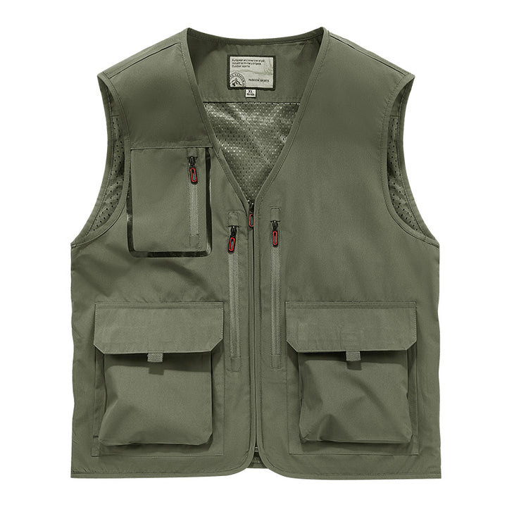 Men's Multifunctional Outdoor Utility Vest with Mesh Lining and Multiple Pockets Mune Fashion