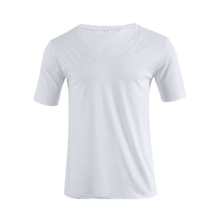 Men's V-neck T-shirt made of fine jersey with slim silhouette and flat seams Mune Fashion