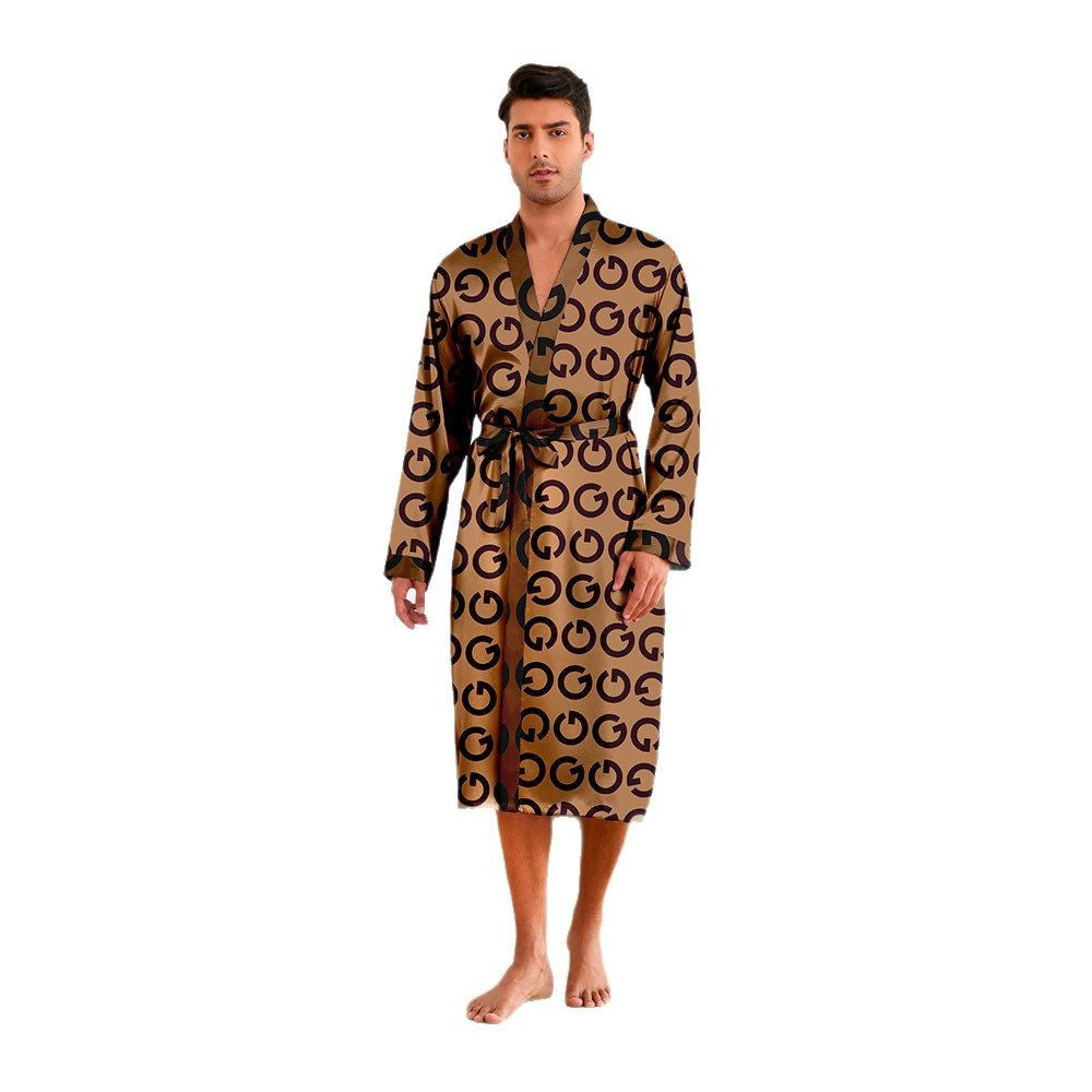 Men's Kimono with Modern Pattern and Belt Mune