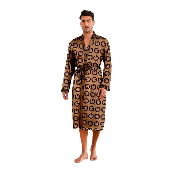 Men's Kimono with Modern Pattern and Belt Mune