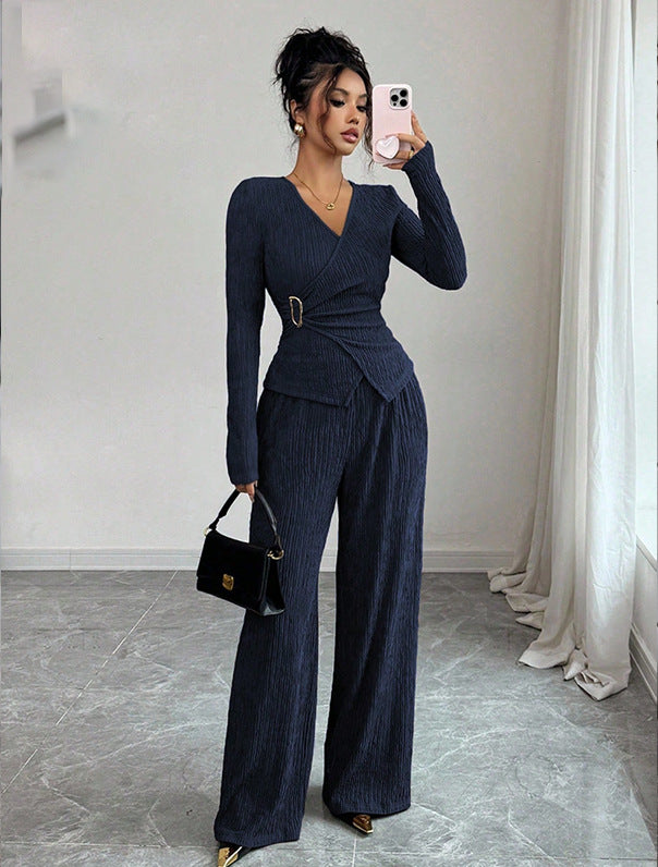 Women's Fashionable Jumpsuit with Wrap Look Mune Fashion