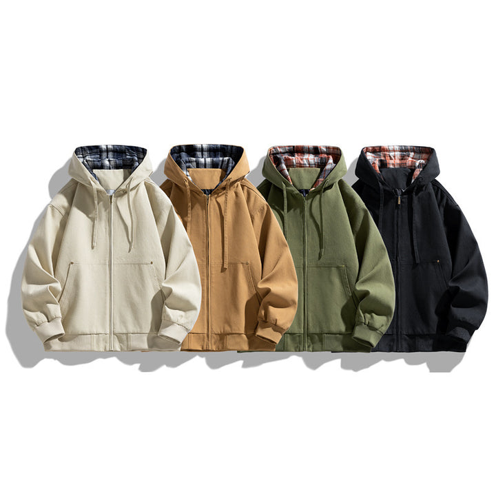 Men's sporty hooded jacket with fleece lining Mune Fashion
