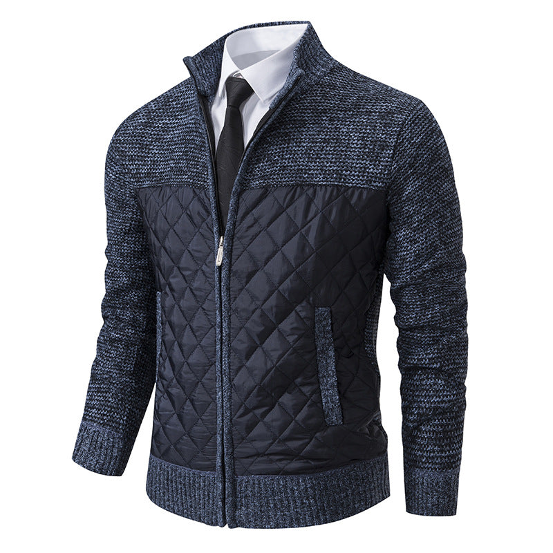 Men's quilted hybrid cardigan with diamond quilting, stand-up collar, insulating thermal lining, and zipper Mune Fashion