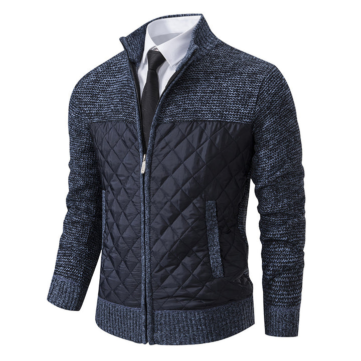 Men's quilted hybrid cardigan with diamond quilting, stand-up collar, insulating thermal lining, and zipper Mune Fashion