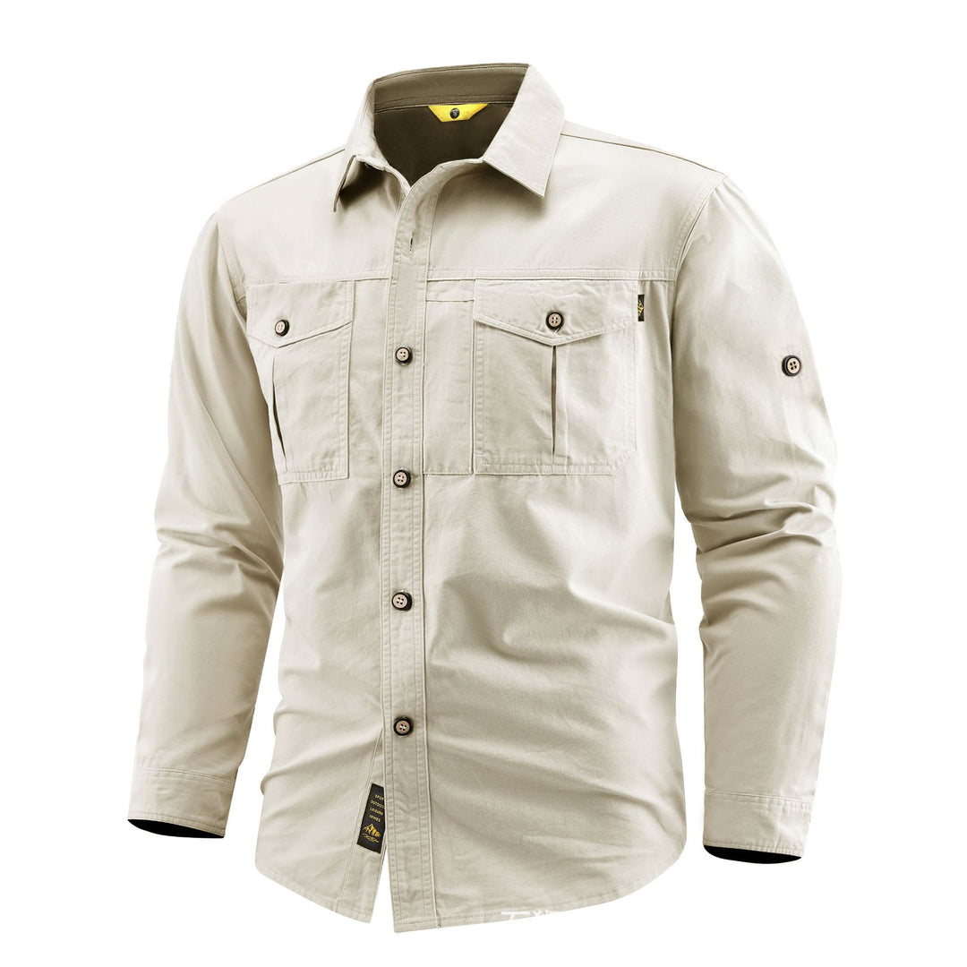 Men's Canvas Overshirt in Field Style with Chest Flaps and Full Button Placket Mune Fashion