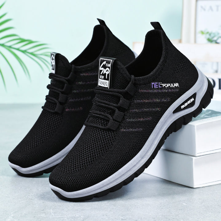 Women nan lightweight knitted casual sneakers with elastic quick lacing system and shock-absorbing EVA sole Mune Fashion