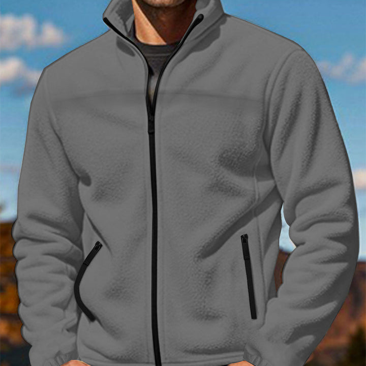 Men's fleece transitional jacket with stand-up collar, full zipper and zippered pockets Mune Fashion