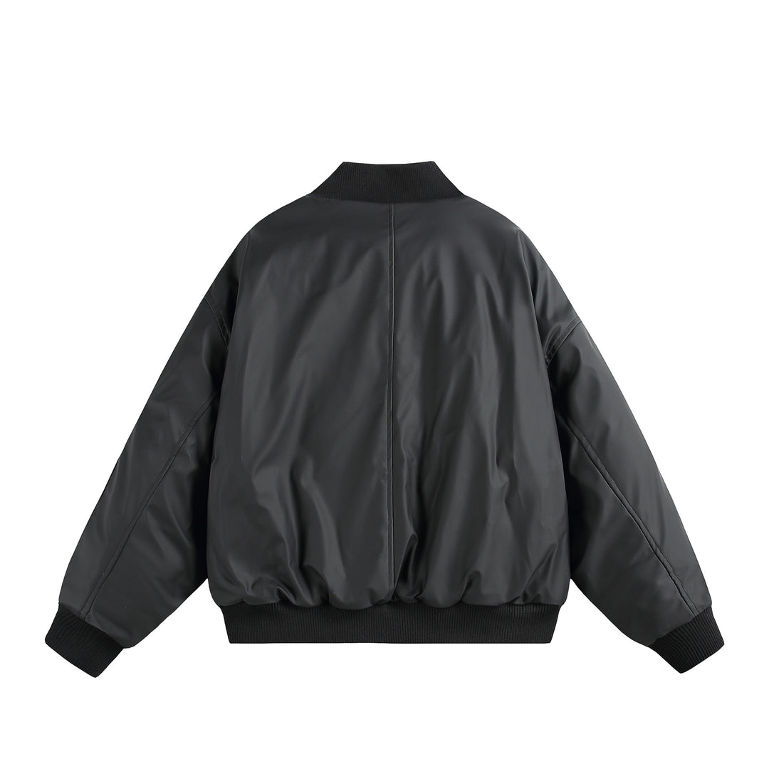 Unisex Short Cut Oversized Puffer Jacket with Utility Arm Pocket and Ribbed Cuffs Mune Fashion