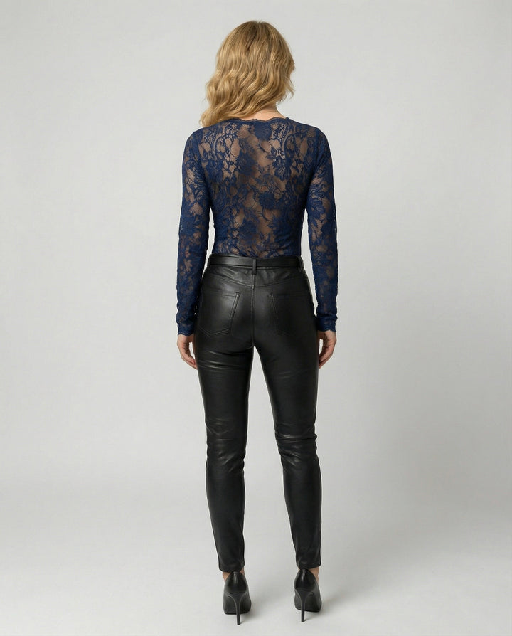 Women's Lace Bodysuit Long Sleeve V-Neck | Mune Fashion