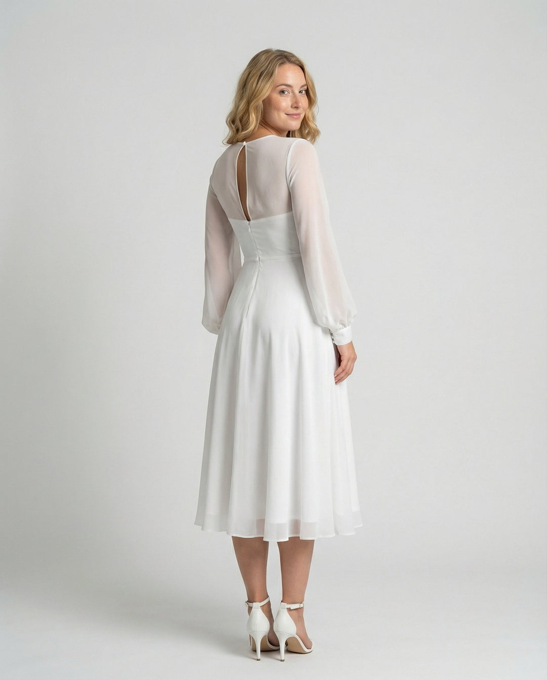 Elegant chiffon flutter dress women