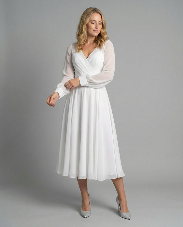 Elegant chiffon flutter dress women