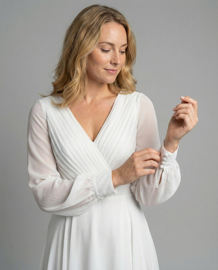 Elegant chiffon flutter dress women