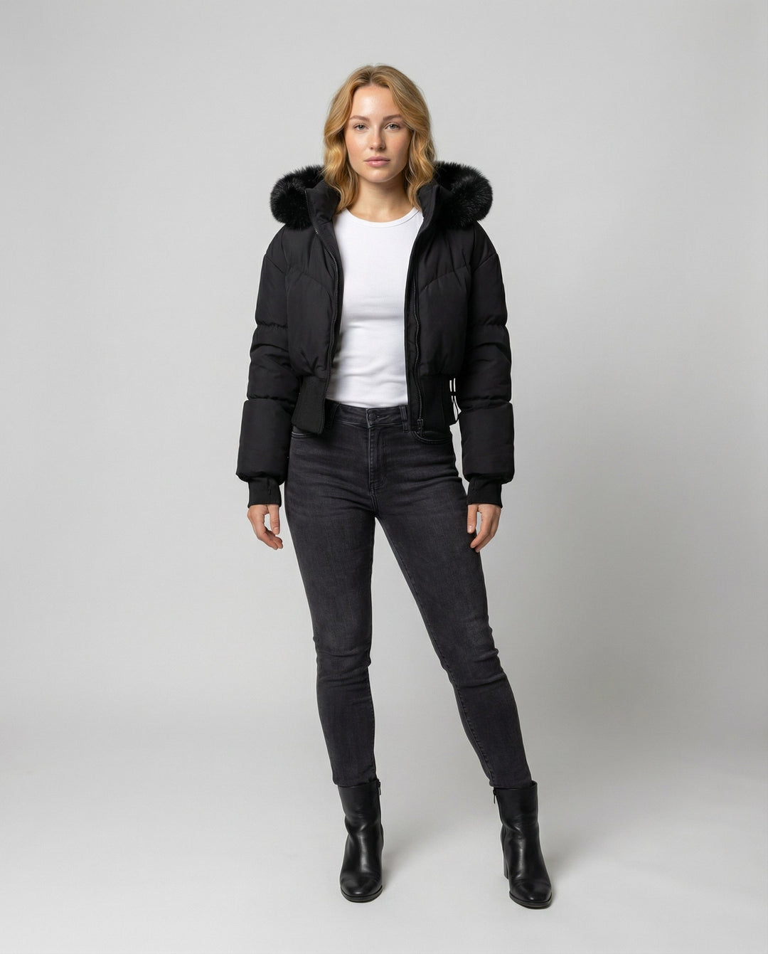 Stylish Warm Cropped Down Jacket Women