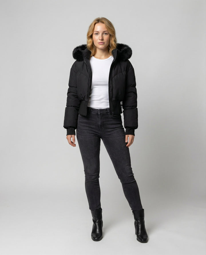 Stylish Warm Cropped Down Jacket Women