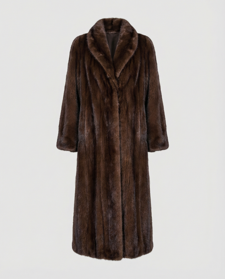 Elegant women's faux fur coat winter