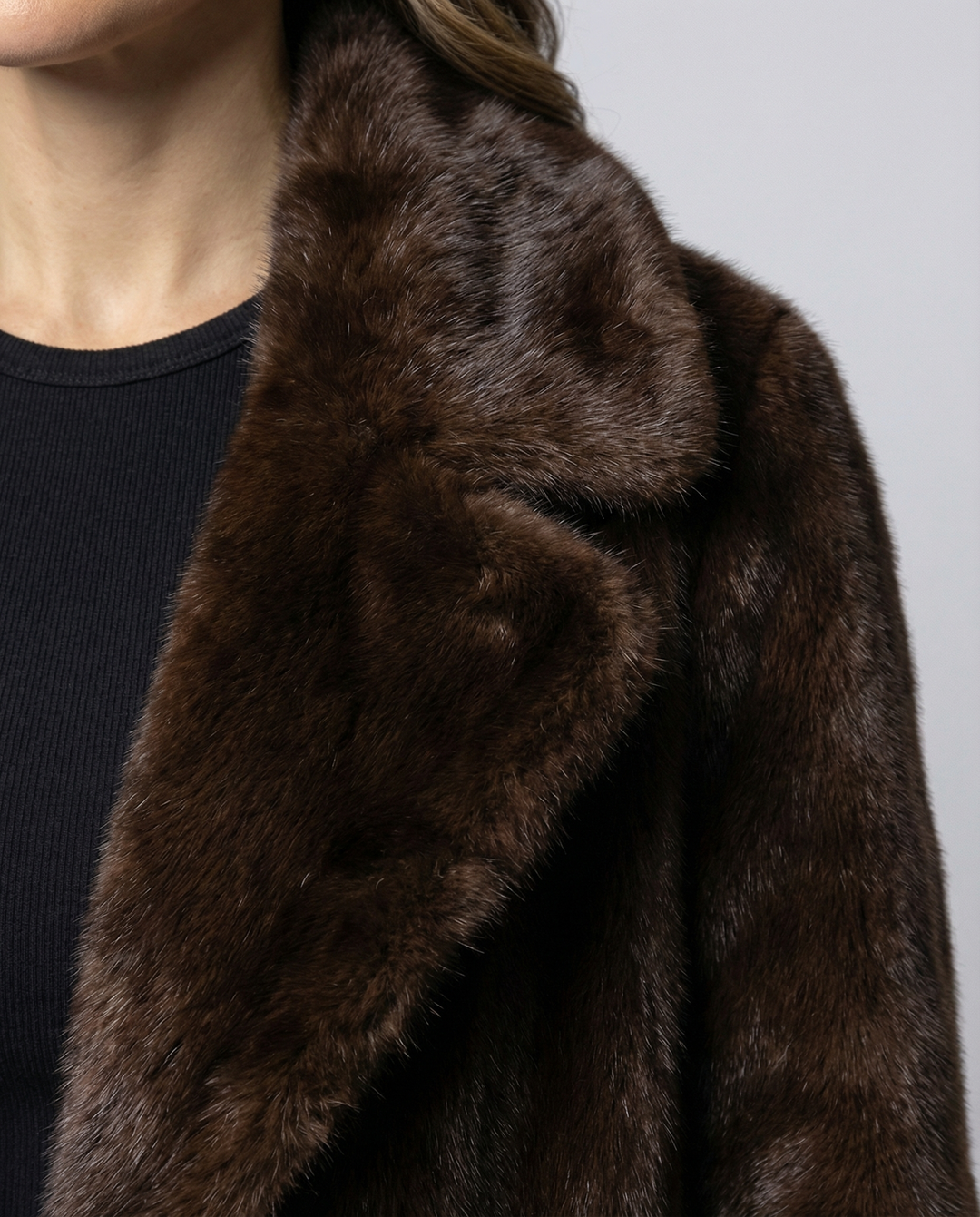 Luxurious women's faux fur coat winter