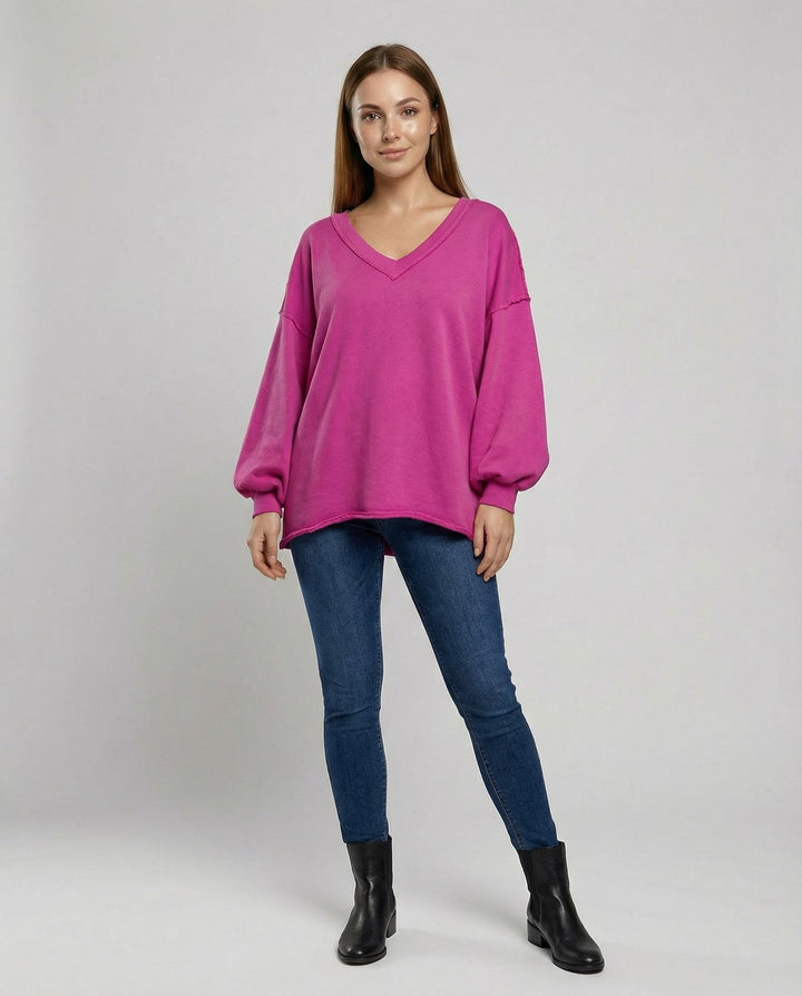 Oversized Women's V-Neck Sweatshirt