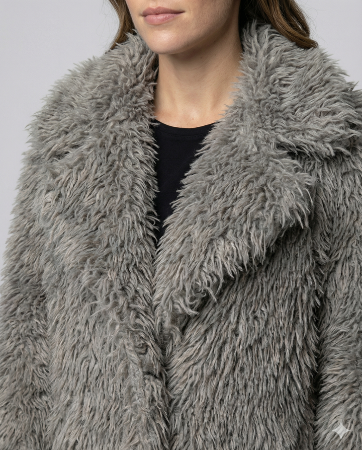Long Women's Faux Fur Coat Winter