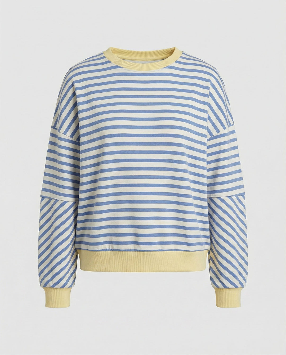 Women's casual striped sweatshirt with boxy cut and contrasting finishes Mune Fashion