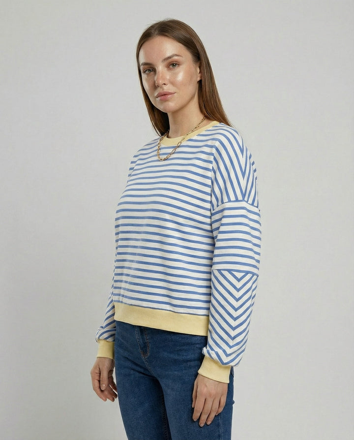 Boxy Sweatshirt Women Striped | Mune Fashion