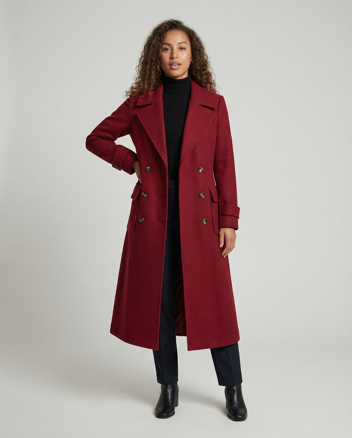 Elegant Double-Breasted Wool Coat