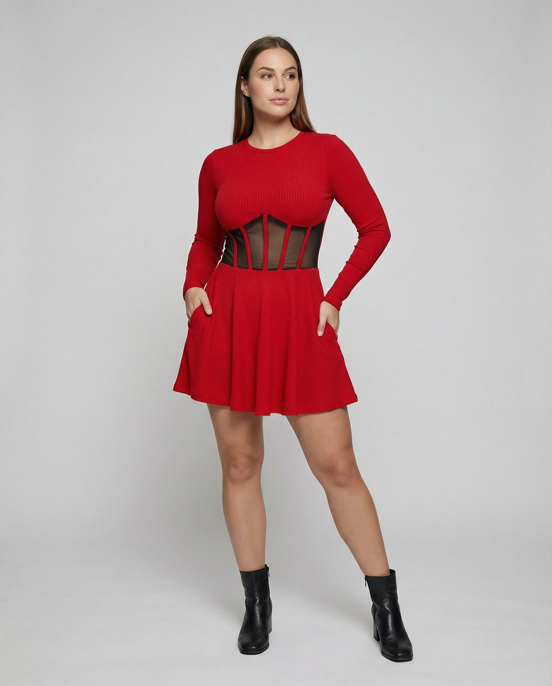 Elegant minidress with inserts