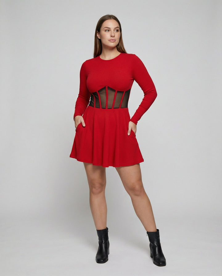 Elegant minidress with inserts