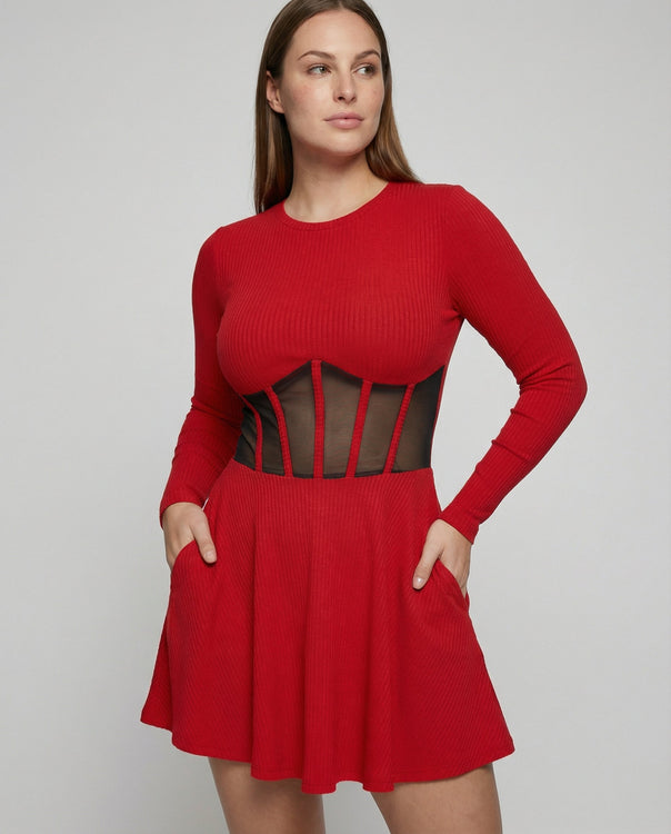 Elegant minidress with inserts