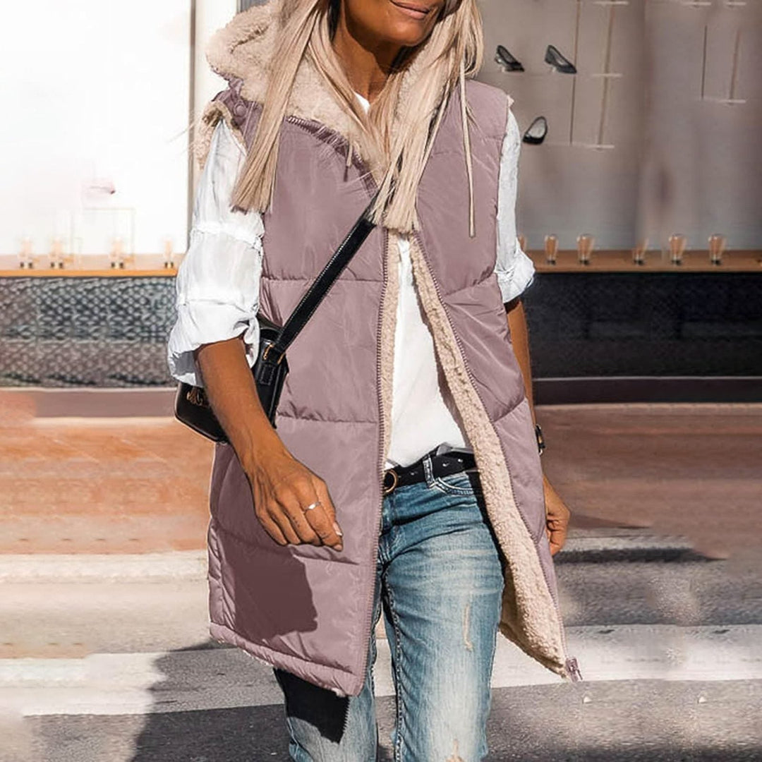 Mune | Women's Reversible Padded Vest with Hood and Sleeveless Design