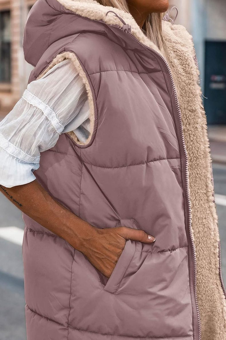 Mune | Women's Reversible Padded Vest with Hood and Sleeveless Design