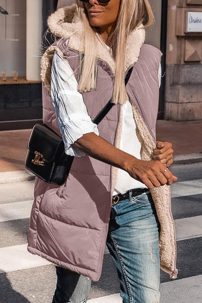 Mune | Women's Reversible Padded Vest with Hood and Sleeveless Design