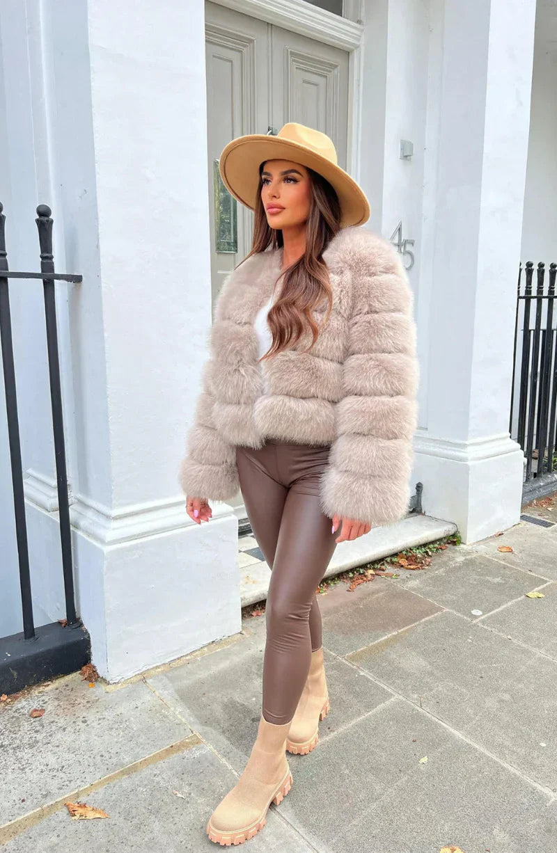 Mune | Faux Fur Puffer Coat Short Plush Winter Jacket