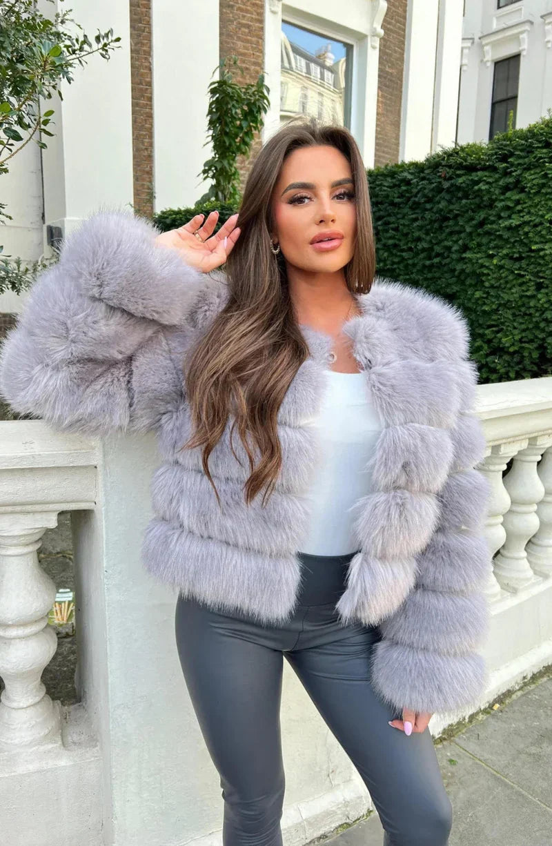 Mune | Faux Fur Puffer Coat Short Plush Winter Jacket