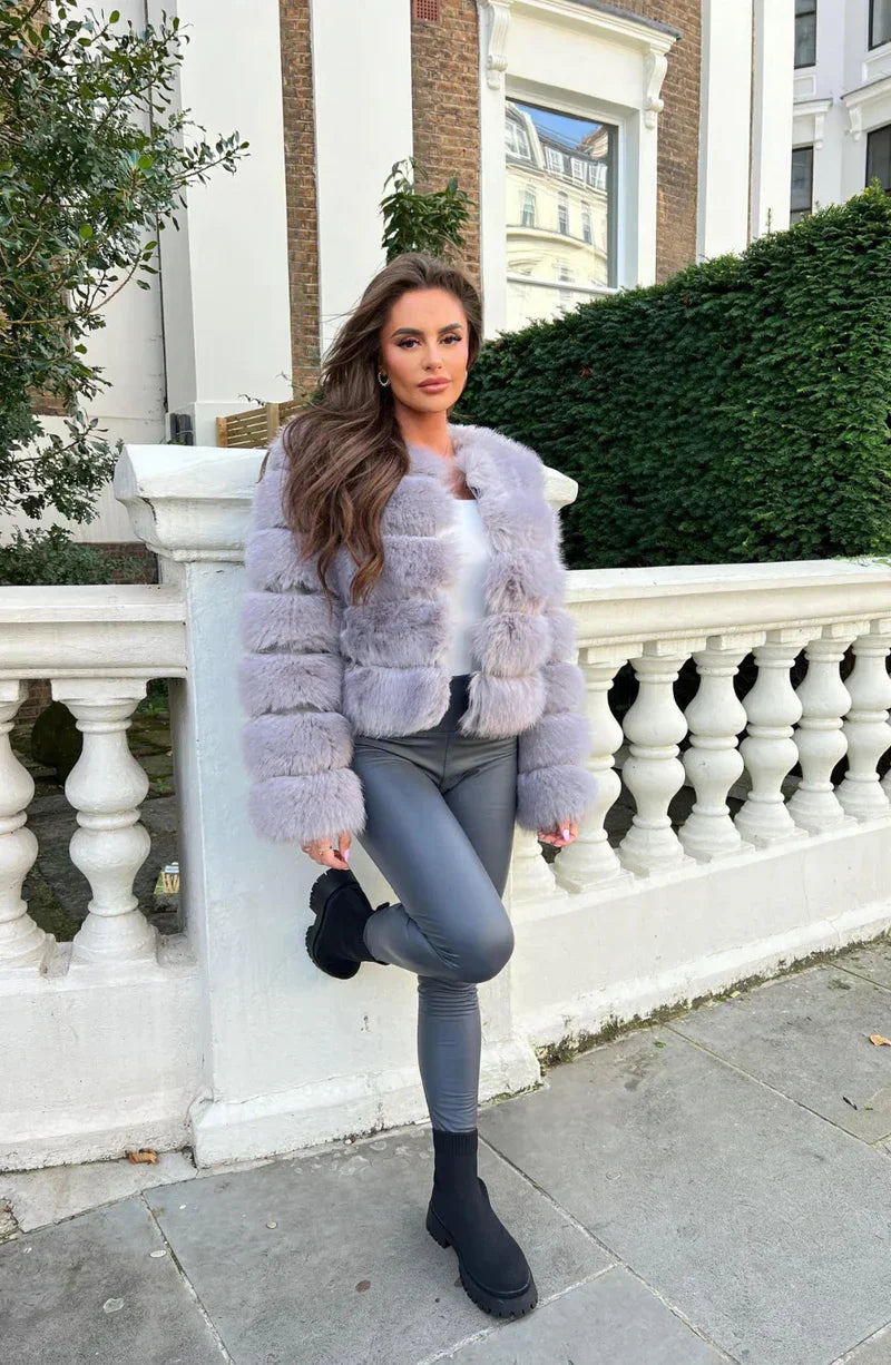Mune | Faux Fur Puffer Coat Short Plush Winter Jacket