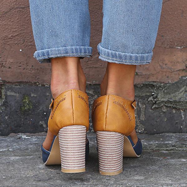 Orthopedic Heels - Women's Heels with Block Heel, Closed Toe and Ankle Strap Mune Fashion