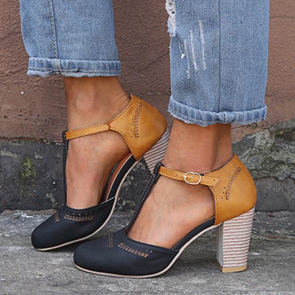 Orthopedic Heels - Women's Heels with Block Heel, Closed Toe and Ankle Strap Mune Fashion