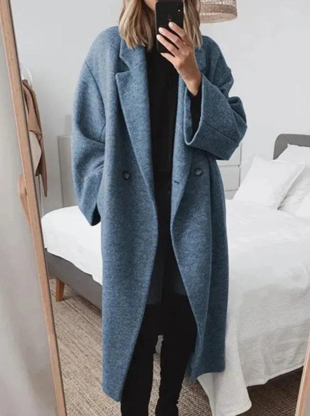 Mune | Plus Size Women's Cashmere Coat with Lapel Collar